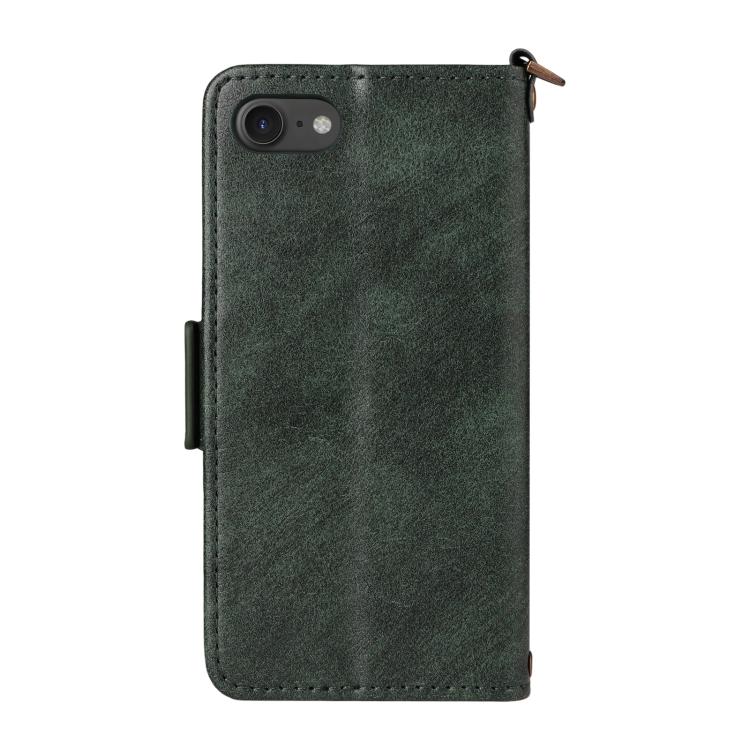 For iPhone SE 2022 / 2020 / 8 / 7 Multi-card Slots Crossbody Cowhide Leather Phone Case