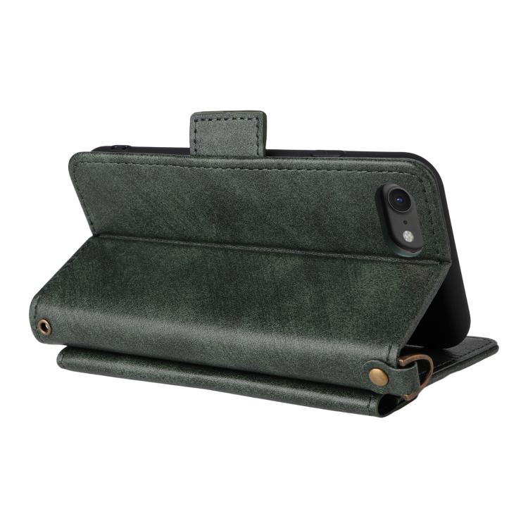 For iPhone SE 2022 / 2020 / 8 / 7 Multi-card Slots Crossbody Cowhide Leather Phone Case