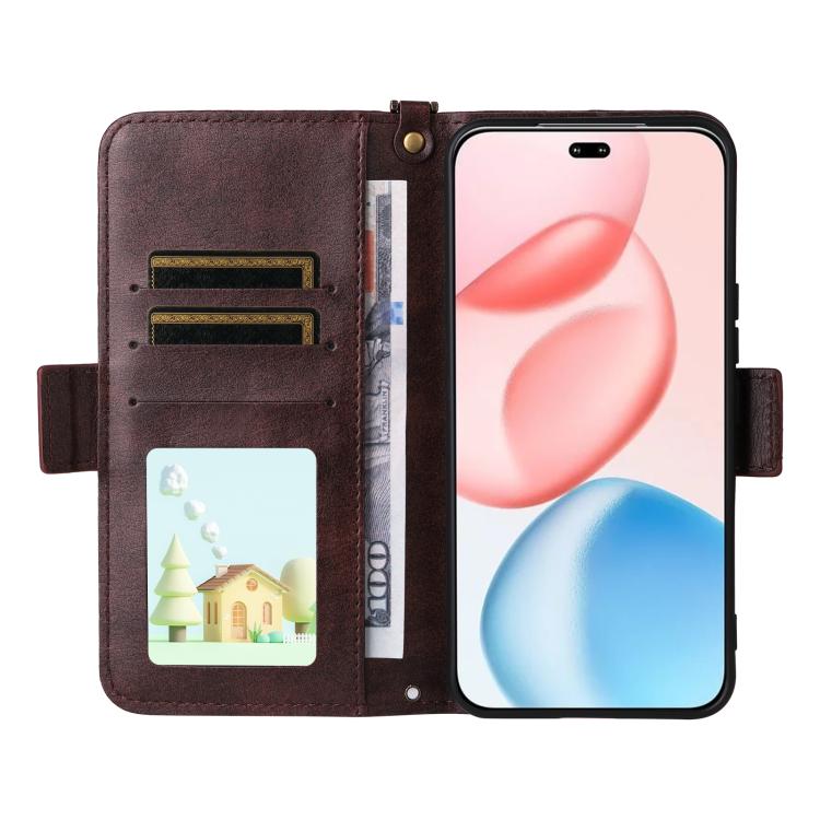 For Honor 400 Pro Global 160.8mm Multi-card Slots Crossbody Cowhide Leather Phone Case