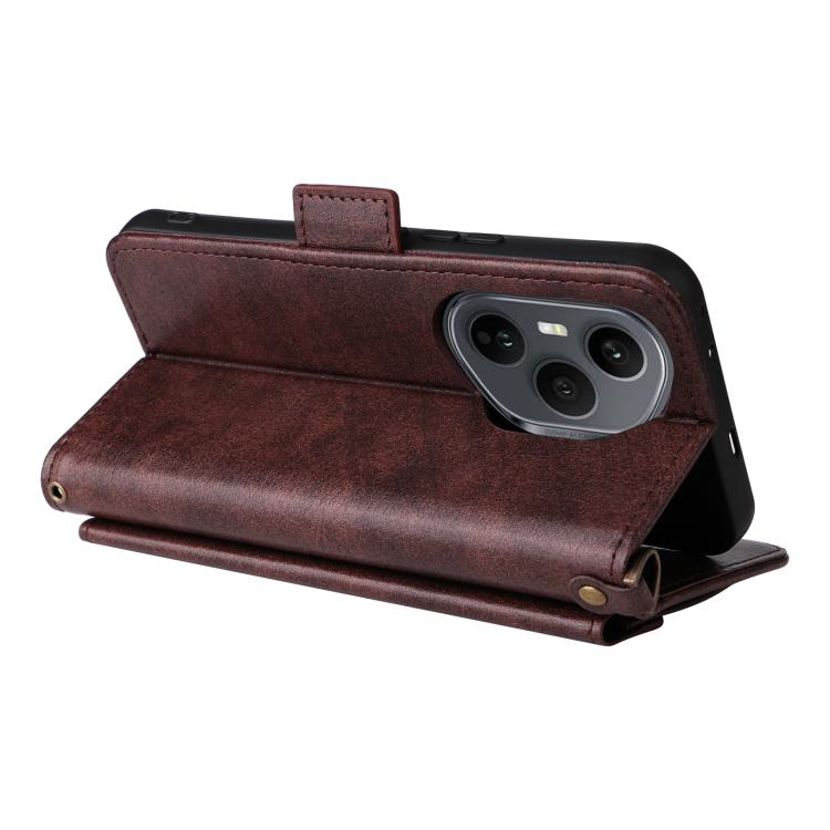 For Honor 400 Pro Global 160.8mm Multi-card Slots Crossbody Cowhide Leather Phone Case