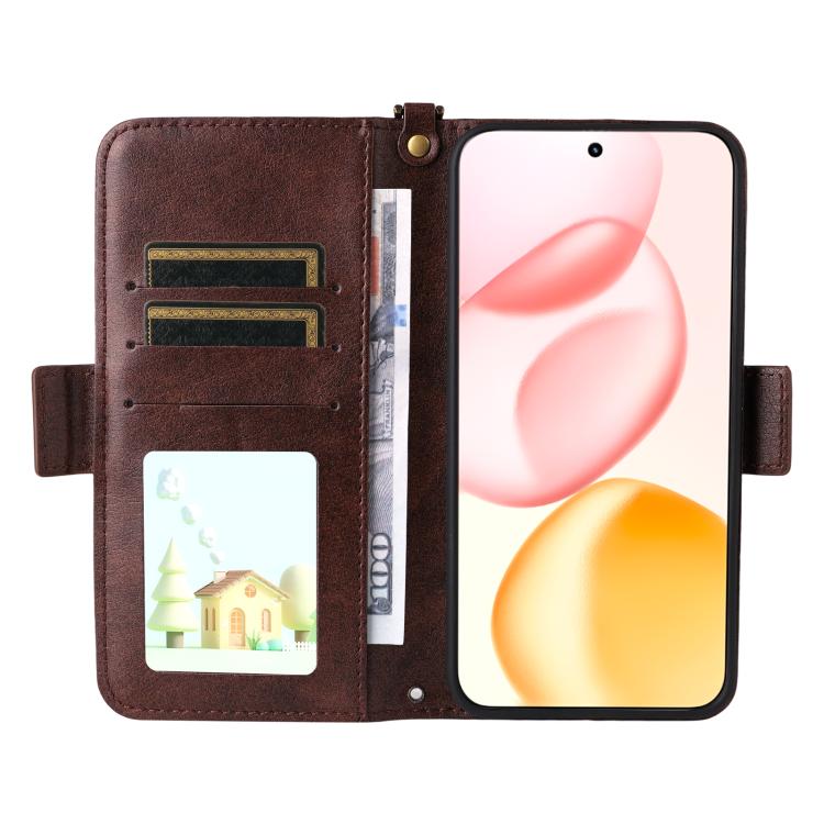 For Honor 400 Global 156.5mm Multi-card Slots Crossbody Cowhide Leather Phone Case