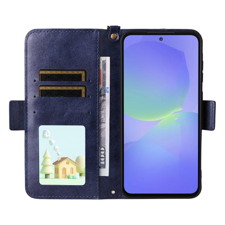 For Samsung Galaxy A56 5G Multi-card Slots Crossbody Cowhide Leather Phone Case