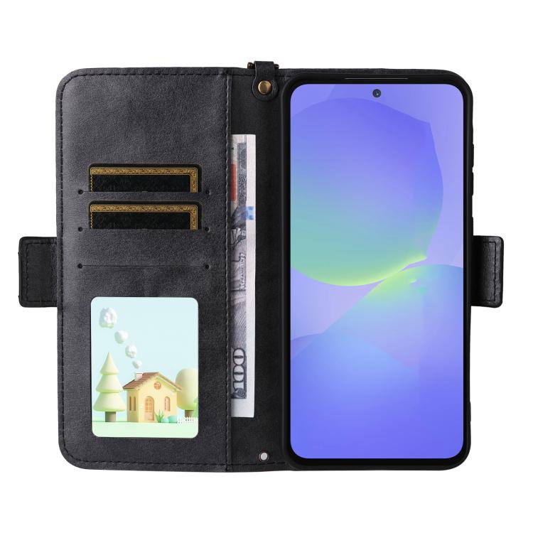 For Samsung Galaxy A56 5G Multi-card Slots Crossbody Cowhide Leather Phone Case