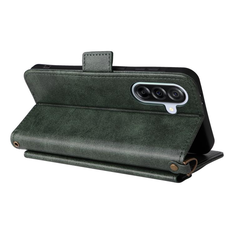 For Samsung Galaxy A56 5G Multi-card Slots Crossbody Cowhide Leather Phone Case