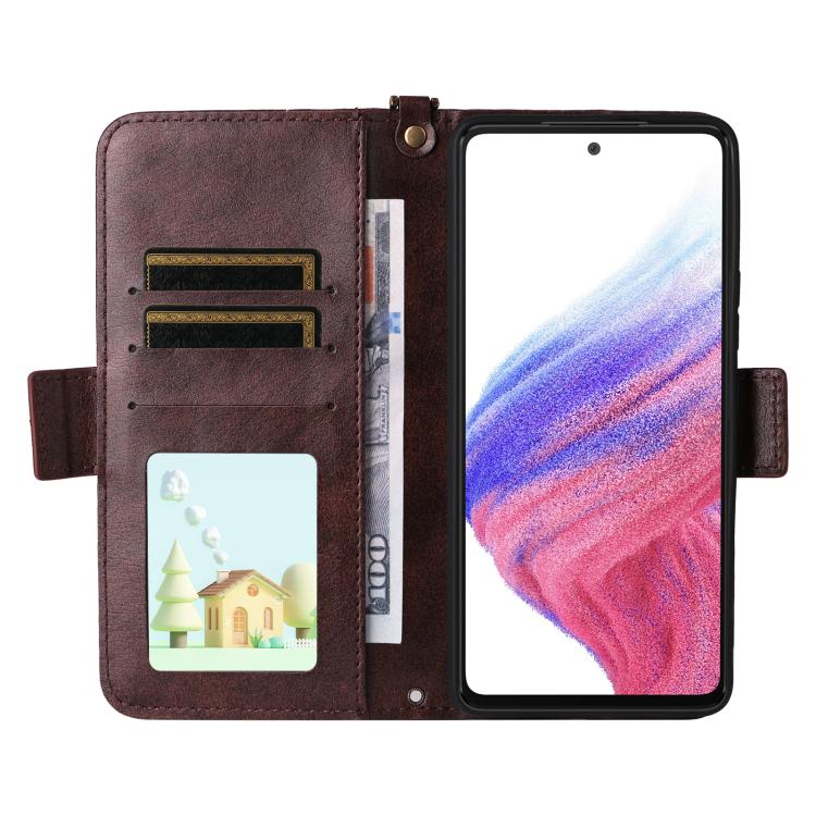 For Samsung Galaxy A53 5G Multi-card Slots Crossbody Cowhide Leather Phone Case