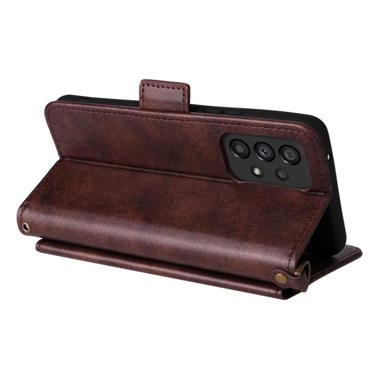For Samsung Galaxy A53 5G Multi-card Slots Crossbody Cowhide Leather Phone Case