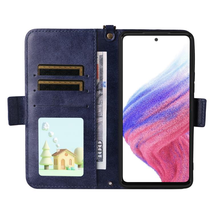 For Samsung Galaxy A53 5G Multi-card Slots Crossbody Cowhide Leather Phone Case