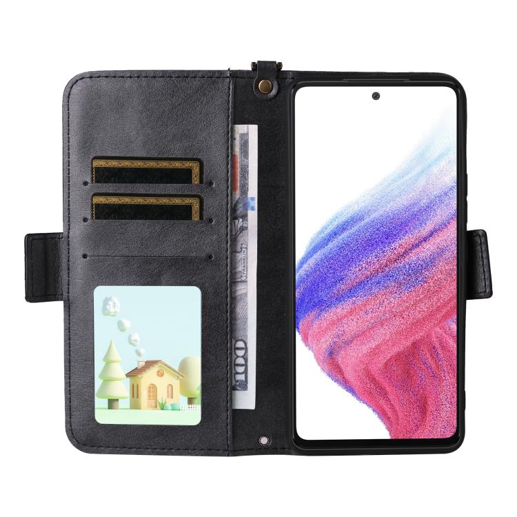 For Samsung Galaxy A53 5G Multi-card Slots Crossbody Cowhide Leather Phone Case
