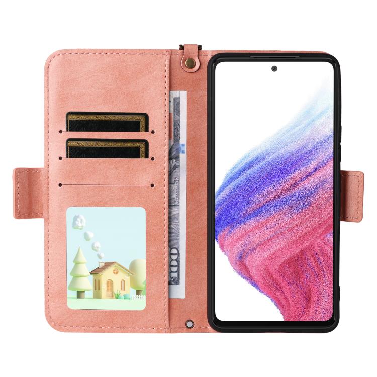 For Samsung Galaxy A53 5G Multi-card Slots Crossbody Cowhide Leather Phone Case