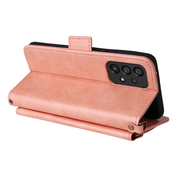 For Samsung Galaxy A53 5G Multi-card Slots Crossbody Cowhide Leather Phone Case
