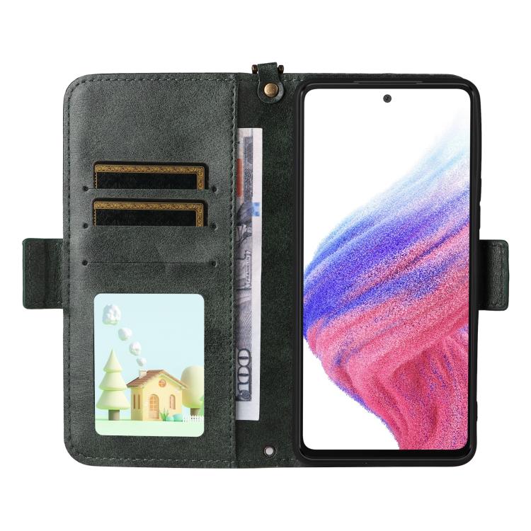 For Samsung Galaxy A53 5G Multi-card Slots Crossbody Cowhide Leather Phone Case