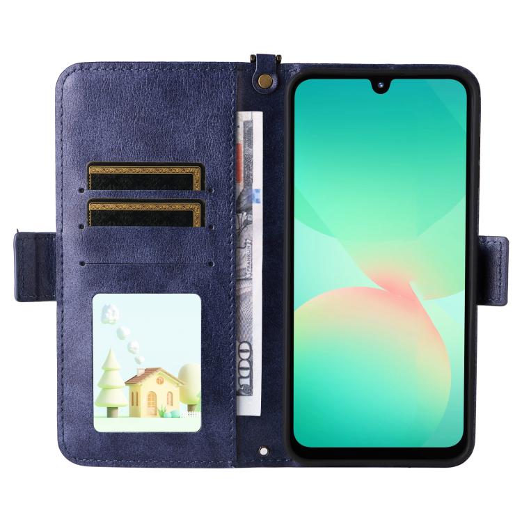 For Samsung Galaxy A16 5G / 4G / A26 5G Multi-card Slots Crossbody Cowhide Leather Phone Case