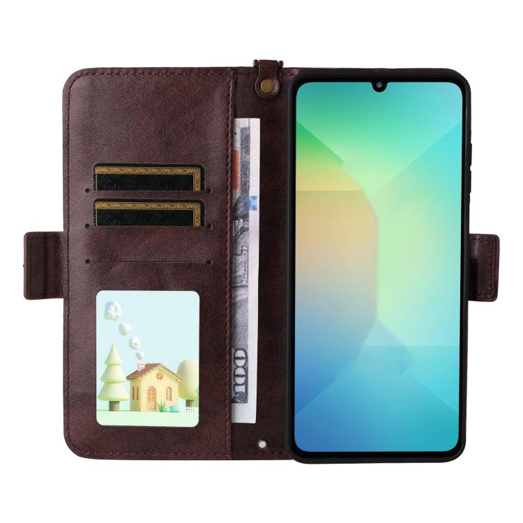 For Samsung Galaxy A07 4G Multi-card Slots Crossbody Cowhide Leather Phone Case