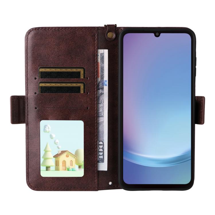 For Samsung Galaxy A25e / A25 5G SC-53F Multi-card Slots Crossbody Cowhide Leather Phone Case