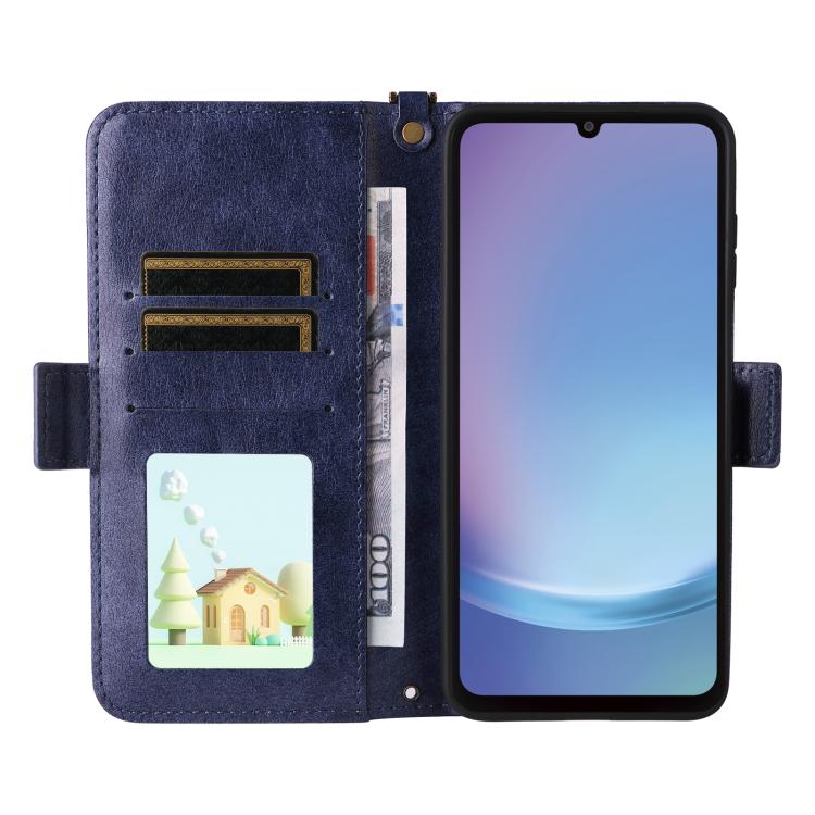 For Samsung Galaxy A25e / A25 5G SC-53F Multi-card Slots Crossbody Cowhide Leather Phone Case
