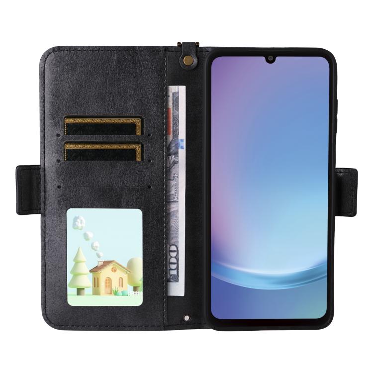 For Samsung Galaxy A25e / A25 5G SC-53F Multi-card Slots Crossbody Cowhide Leather Phone Case