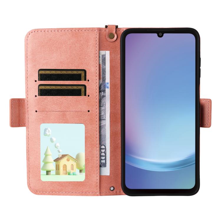 For Samsung Galaxy A25e / A25 5G SC-53F Multi-card Slots Crossbody Cowhide Leather Phone Case