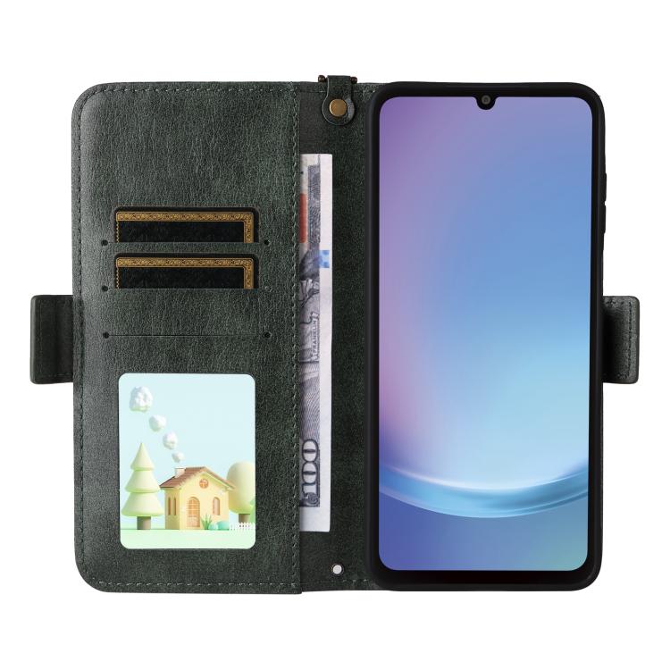 For Samsung Galaxy A25e / A25 5G SC-53F Multi-card Slots Crossbody Cowhide Leather Phone Case