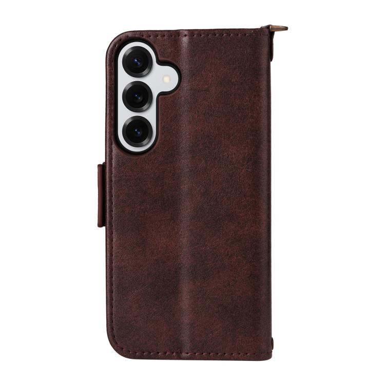 For Samsung Galaxy S25 5G Multi-card Slots Crossbody Cowhide Leather Phone Case
