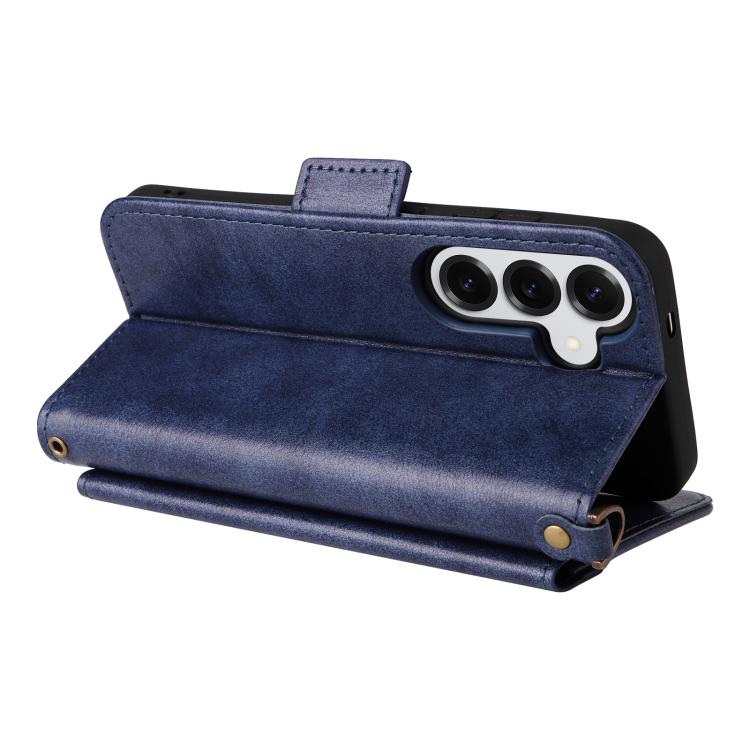 For Samsung Galaxy S25 5G Multi-card Slots Crossbody Cowhide Leather Phone Case