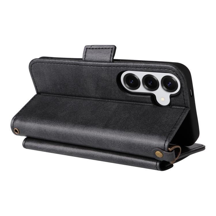 For Samsung Galaxy S25 5G Multi-card Slots Crossbody Cowhide Leather Phone Case