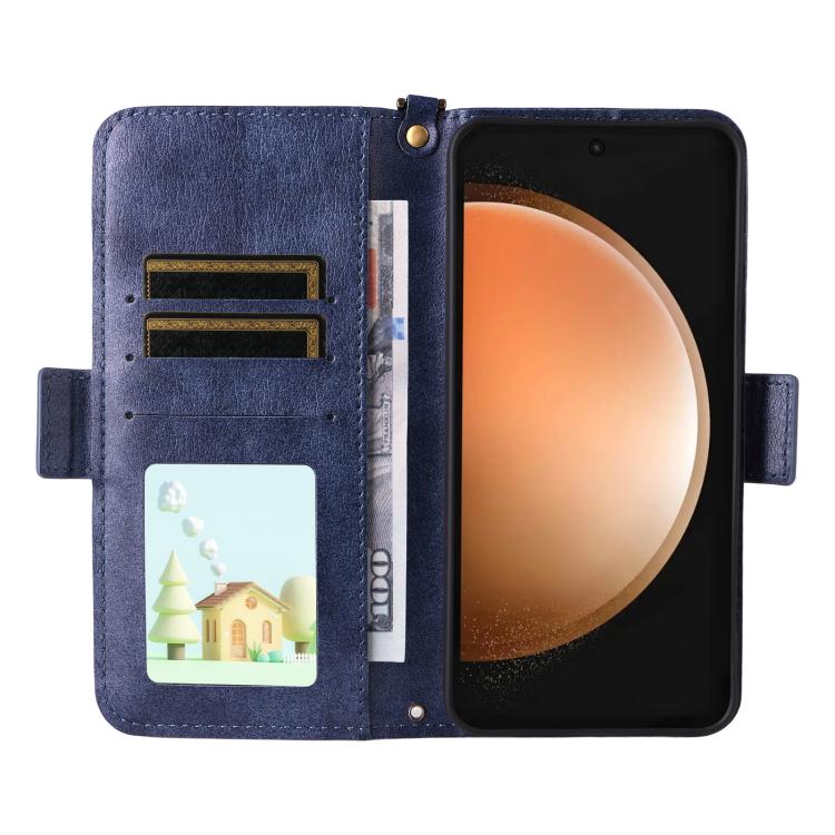 For Samsung Galaxy S25 FE 5G Multi-card Slots Crossbody Cowhide Leather Phone Case