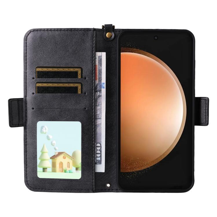 For Samsung Galaxy S25 FE 5G Multi-card Slots Crossbody Cowhide Leather Phone Case