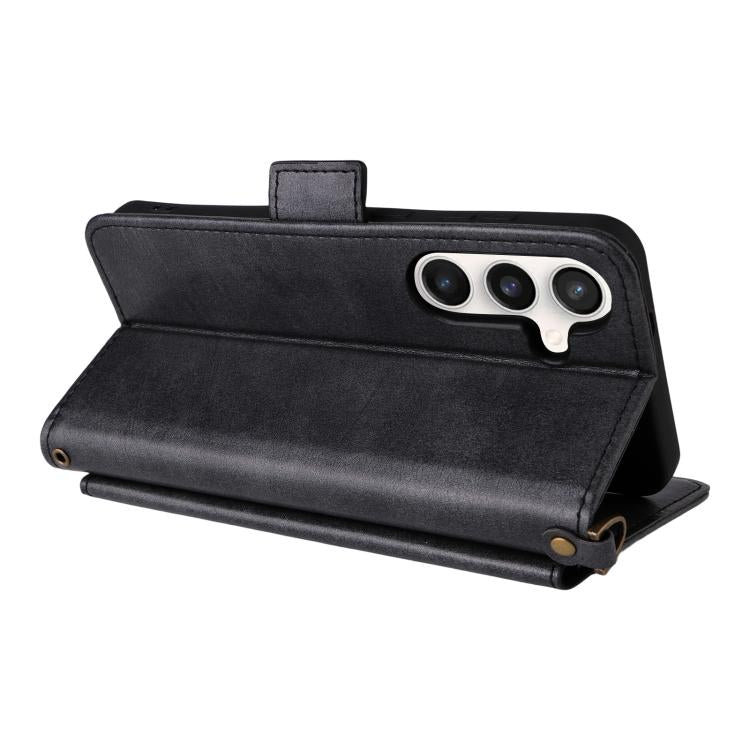 For Samsung Galaxy S25 FE 5G Multi-card Slots Crossbody Cowhide Leather Phone Case