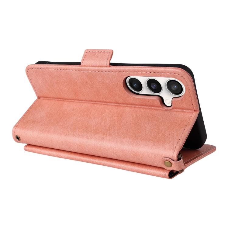 For Samsung Galaxy S25 FE 5G Multi-card Slots Crossbody Cowhide Leather Phone Case