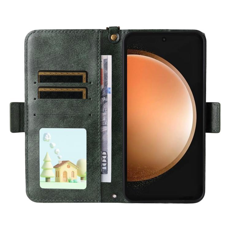 For Samsung Galaxy S25 FE 5G Multi-card Slots Crossbody Cowhide Leather Phone Case