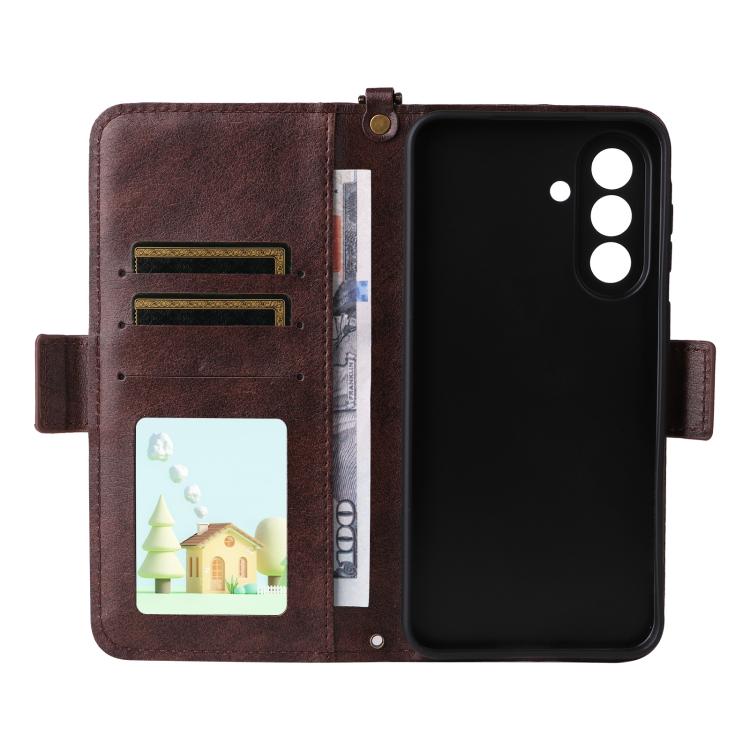 For Galaxy A57 5G Multi-card Slots Crossbody Cowhide Leather Phone Case