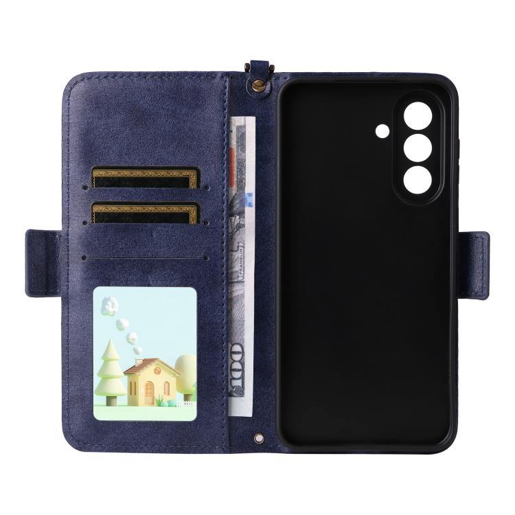 For Galaxy A57 5G Multi-card Slots Crossbody Cowhide Leather Phone Case