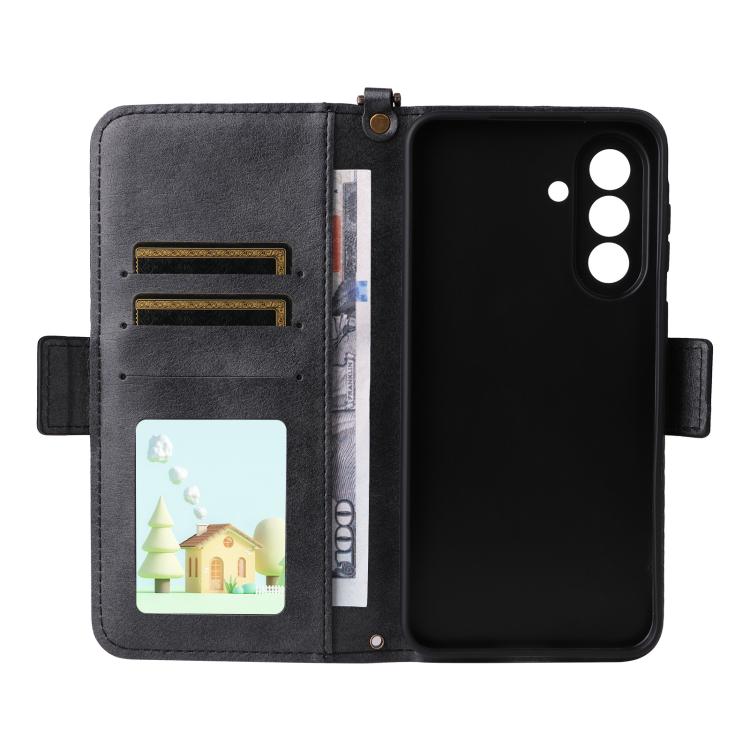 For Galaxy A57 5G Multi-card Slots Crossbody Cowhide Leather Phone Case