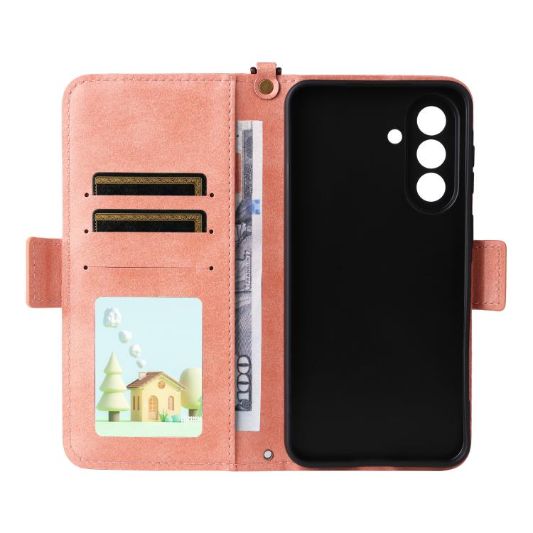 For Galaxy A57 5G Multi-card Slots Crossbody Cowhide Leather Phone Case