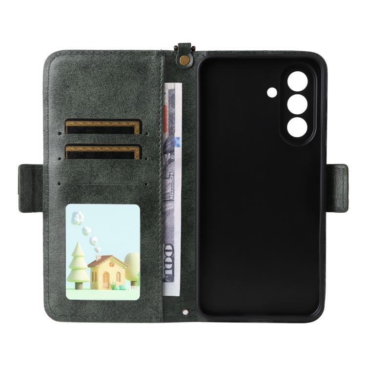 For Galaxy A57 5G Multi-card Slots Crossbody Cowhide Leather Phone Case