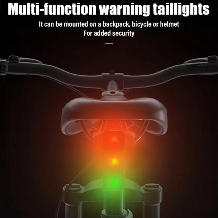 QX-W19 Creative Bicycle Three Color LED Tail Light, Safe Night Riding Warning Light - Black