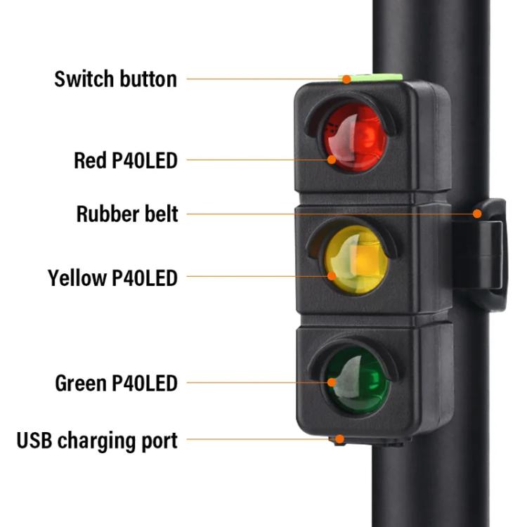 QX-W19 Creative Bicycle Three Color LED Tail Light, Safe Night Riding Warning Light - Black