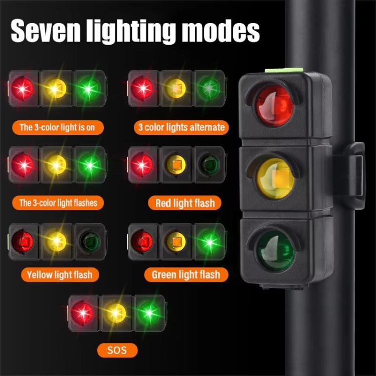 QX-W19 Creative Bicycle Three Color LED Tail Light, Safe Night Riding Warning Light - Black