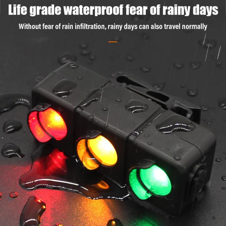 QX-W19 Creative Bicycle Three Color LED Tail Light, Safe Night Riding Warning Light - Black