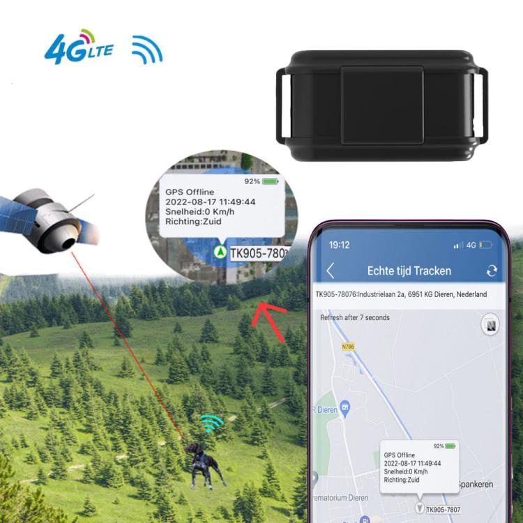 TK919 4G Dog Collar IP67 Waterproof GPS Locator - Tape Random Color Delivery