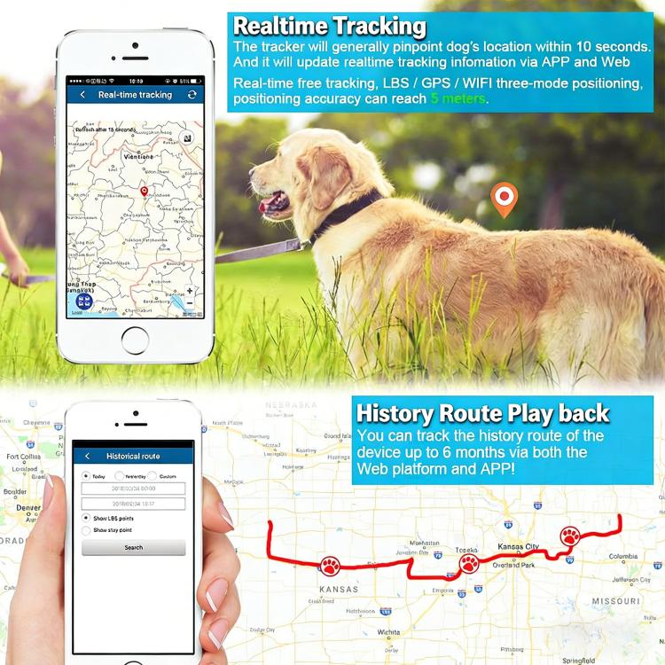 TK919 4G Dog Collar IP67 Waterproof GPS Locator - Tape Random Color Delivery