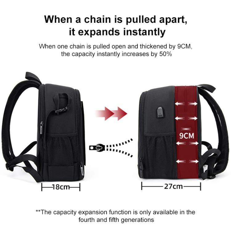 Cwatcun D6 Large II Camera Backpack Outdoor Waterproof Nylon DSLR Photography Bag, Size:32 x 17 x 41.5cm - Black