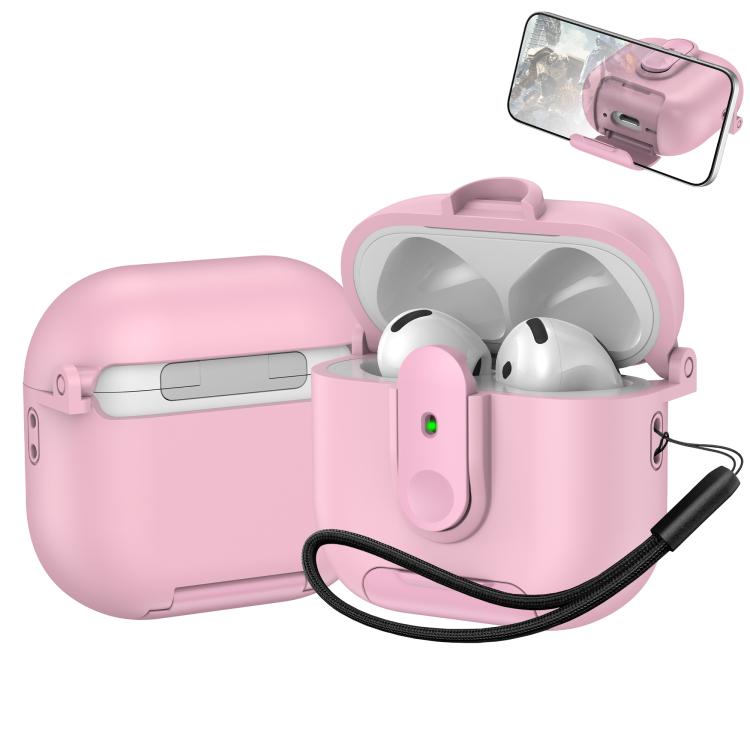 For AirPods 4 One-piece Holder Wireless Earphones Case with Lanyard