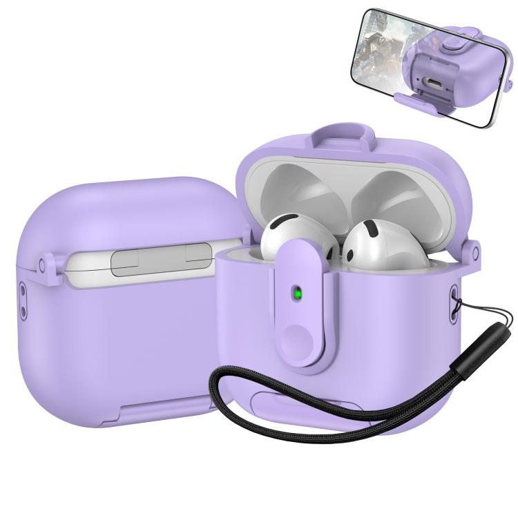 For AirPods 4 One-piece Holder Wireless Earphones Case with Lanyard