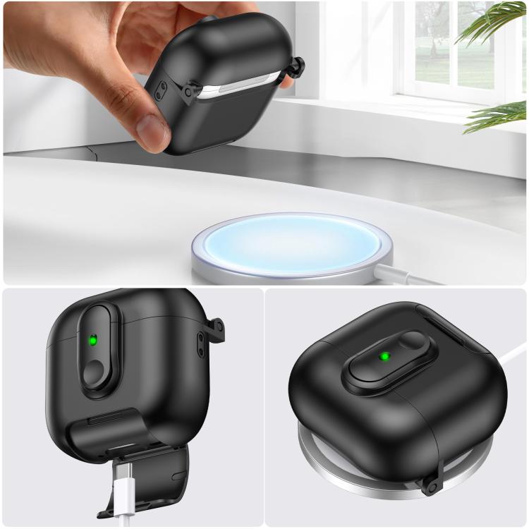 For AirPods 4 One-piece Holder Wireless Earphones Case with Lanyard