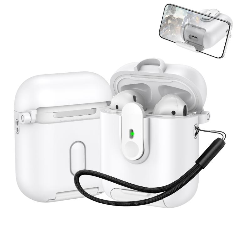 For AirPods 1 / 2 One-piece Holder Wireless Earphones Case with Lanyard