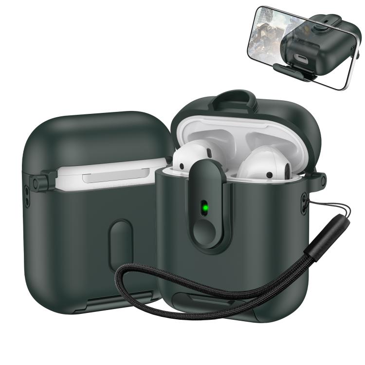 For AirPods 1 / 2 One-piece Holder Wireless Earphones Case with Lanyard