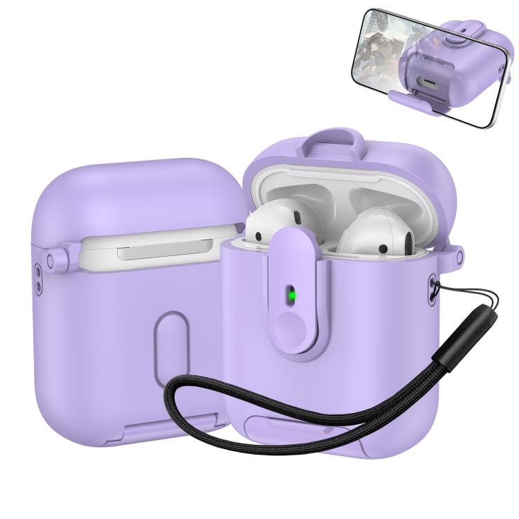 For AirPods 1 / 2 One-piece Holder Wireless Earphones Case with Lanyard