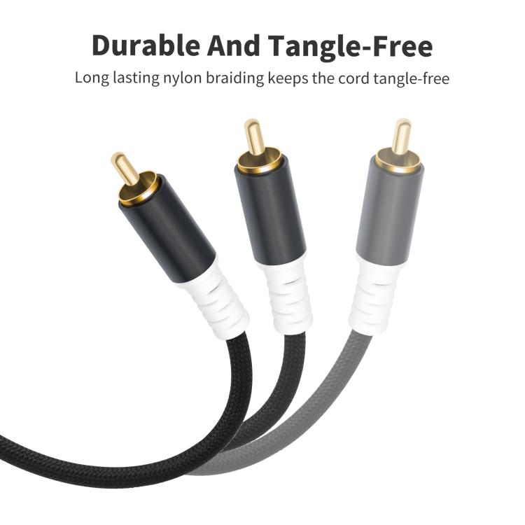 2 RCA Male to 2 RCA Male Audio Cable, Length:2m - Black