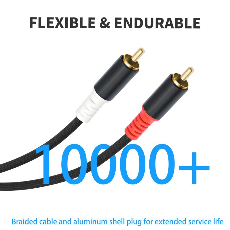 2 RCA Male to 2 RCA Male Audio Cable, Length:2m - Black